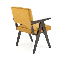 Garnero Arredamenti Poltrone Design|Poltrone Sala D'attesa-Poltrona design legno velluto giallo senape Lugano