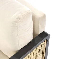 Garnero Arredamenti Poltrone Design-Poltrona design soggiorno in rattan naturale beige nero Niceto