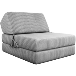 Garnero Arredamenti Poltrone Relax|Poltroncine Imbottite-Poltrona divano letto pieghevole 90cm velluto a coste grigio Lorin Velluto Poso Grigio