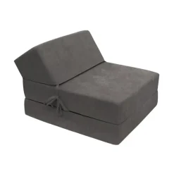 Garnero Arredamenti Poltrone Relax|Poltroncine Imbottite-Poltrona divano letto pieghevole 90cm modulo singolo grigio Lorin Tessuto Vellutato Alova Grigio