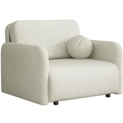 Garnero Arredamenti Divani Letto|Divani Letto-Poltrona divano letto 100x103 cm con contenitore e cuscino Reposa Tessuto Bouclé Beige Chiaro