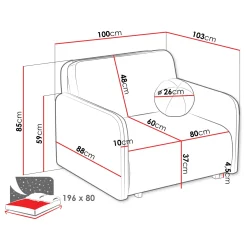Garnero Arredamenti Divani Letto|Divani Letto-Poltrona divano letto 100x103 cm con contenitore e cuscino Reposa Tessuto Bouclé Beige Chiaro