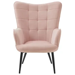 Garnero Arredamenti Poltroncine Imbottite-Poltrona imbottita con poggiapiedi in velluto Siena Rosa