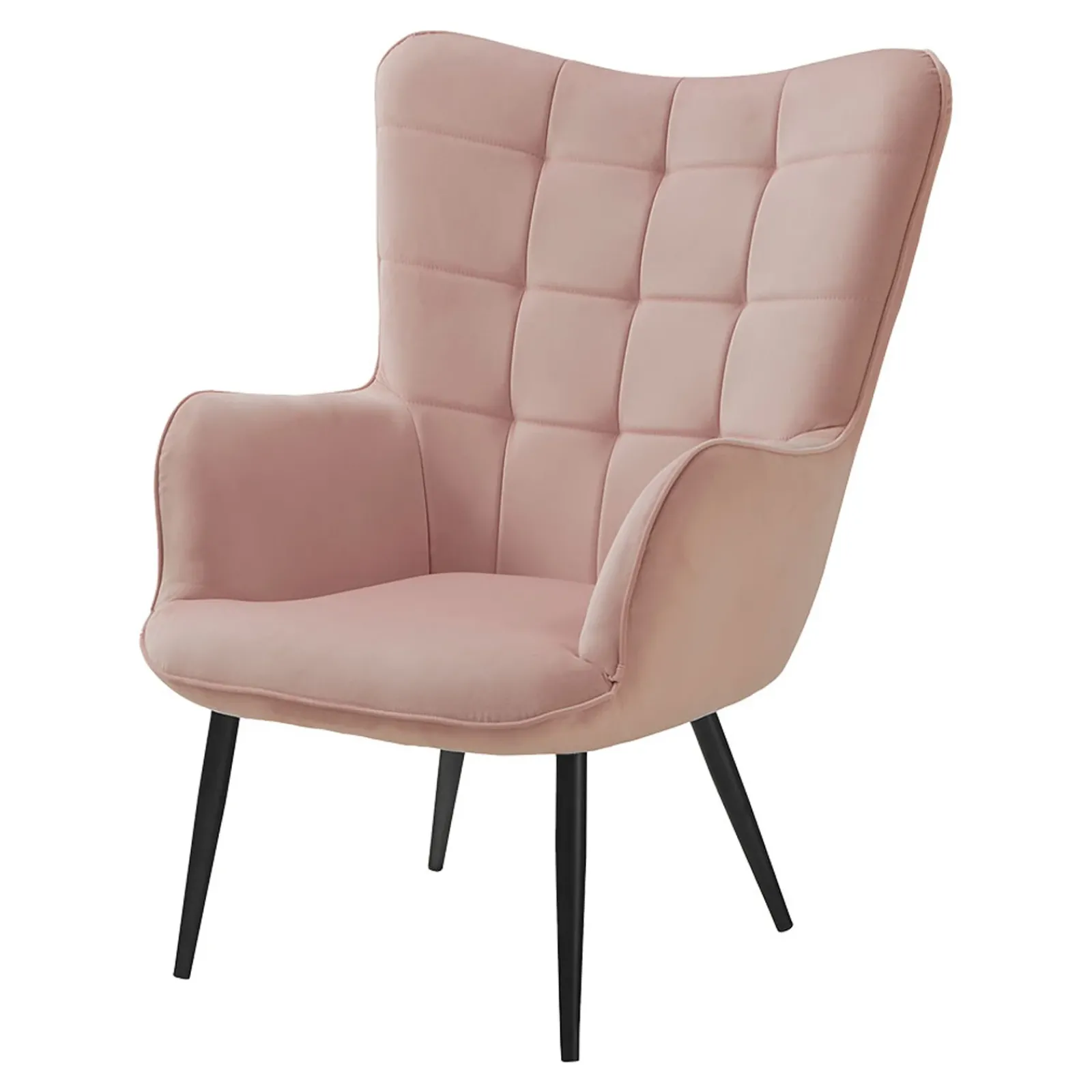 Garnero Arredamenti Poltroncine Imbottite-Poltrona imbottita con poggiapiedi in velluto Siena Rosa