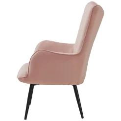 Garnero Arredamenti Poltroncine Imbottite-Poltrona imbottita con poggiapiedi in velluto Siena Rosa