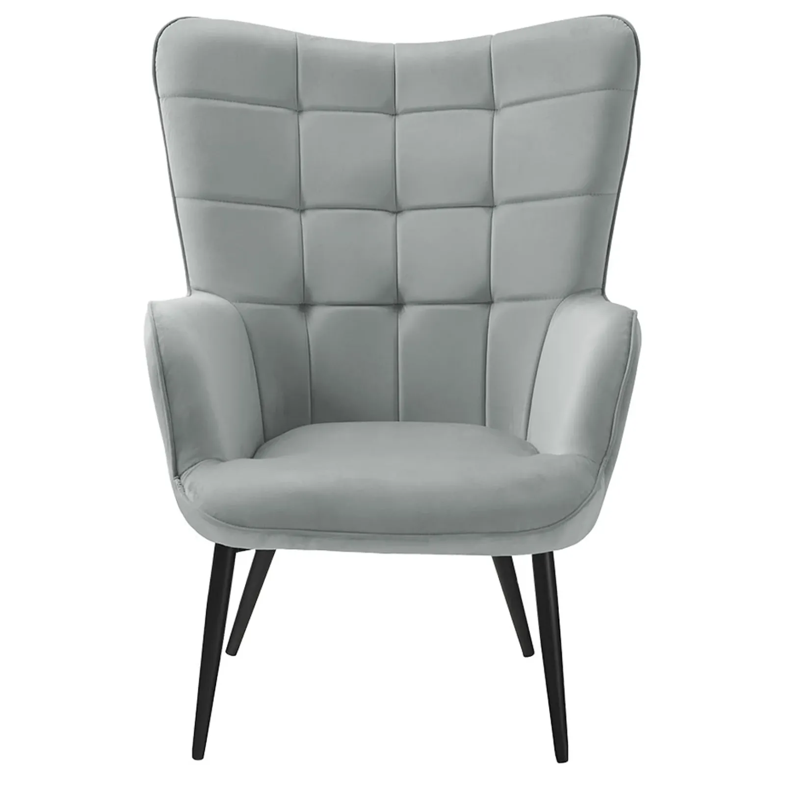 Garnero Arredamenti Poltroncine Imbottite-Poltrona imbottita con poggiapiedi in velluto Siena Grigio chiaro