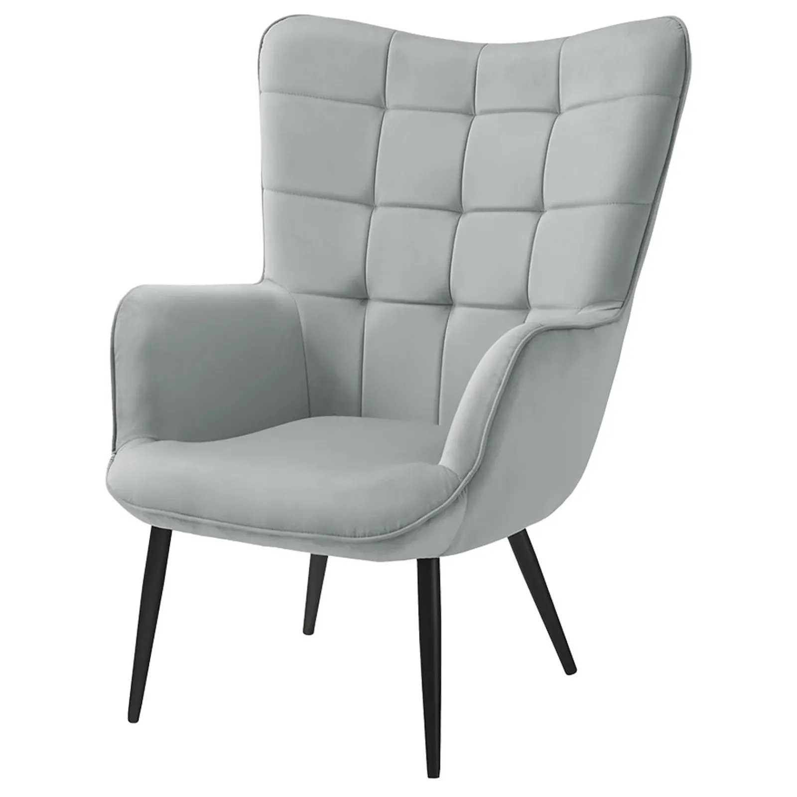 Garnero Arredamenti Poltroncine Imbottite-Poltrona imbottita con poggiapiedi in velluto Siena Grigio chiaro