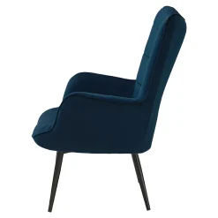 Garnero Arredamenti Poltroncine Imbottite-Poltrona imbottita con poggiapiedi in velluto Siena Blu