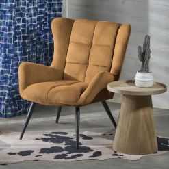 Garnero Arredamenti Poltrone Relax|Poltroncine Imbottite-Poltrona imbottita in tessuto giallo nero Snooz Senape