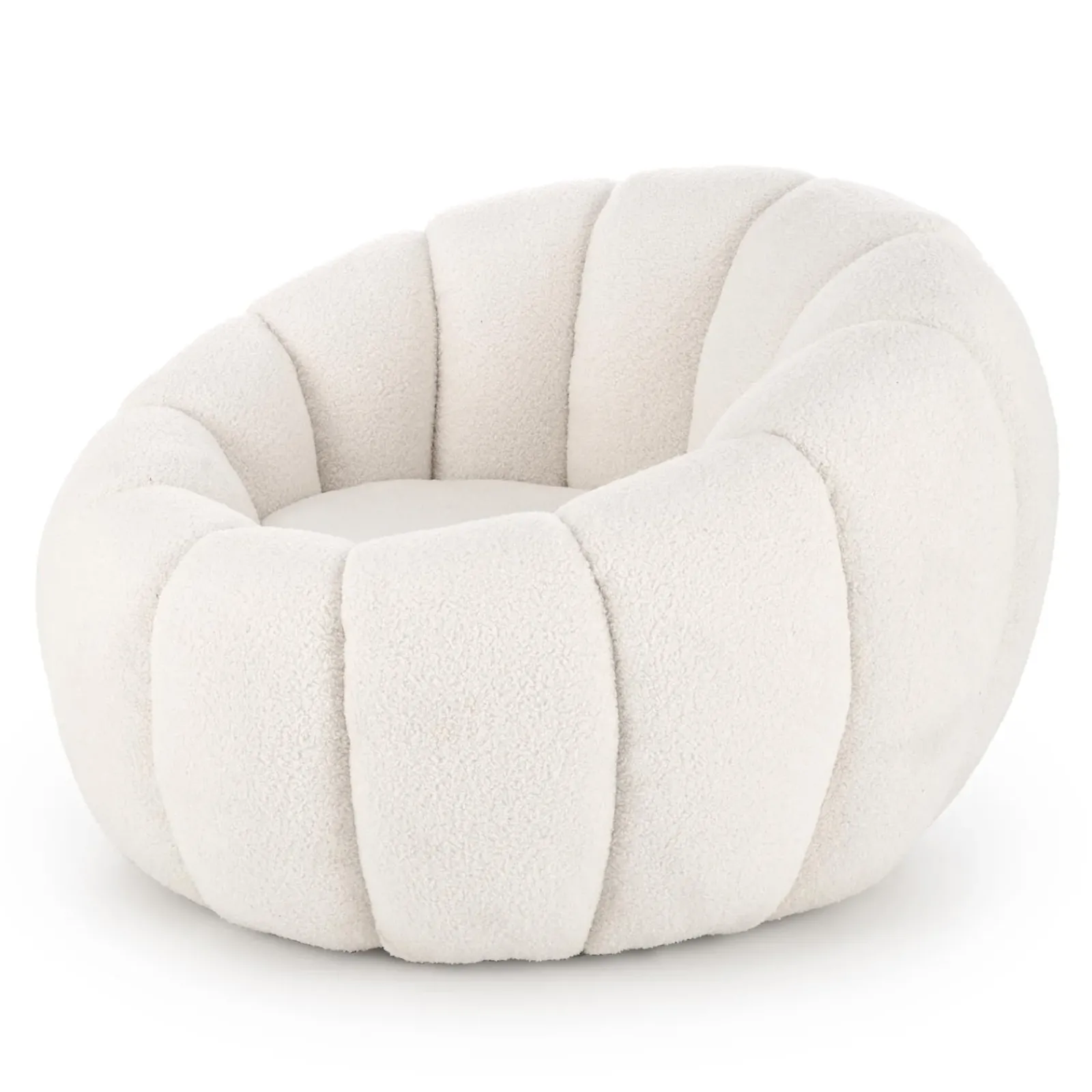 Garnero Arredamenti Poltroncine Imbottite-Poltrona imbottita in tessuto bouclé design moderno color Coccoluna Crema