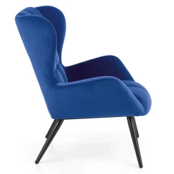 Garnero Arredamenti Poltrone Design|Poltrone Relax-Poltrona imbottita in tessuto velluto nero Polly Blu
