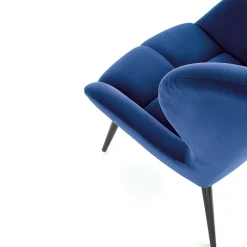 Garnero Arredamenti Poltrone Design|Poltrone Relax-Poltrona imbottita in tessuto velluto nero Polly Blu