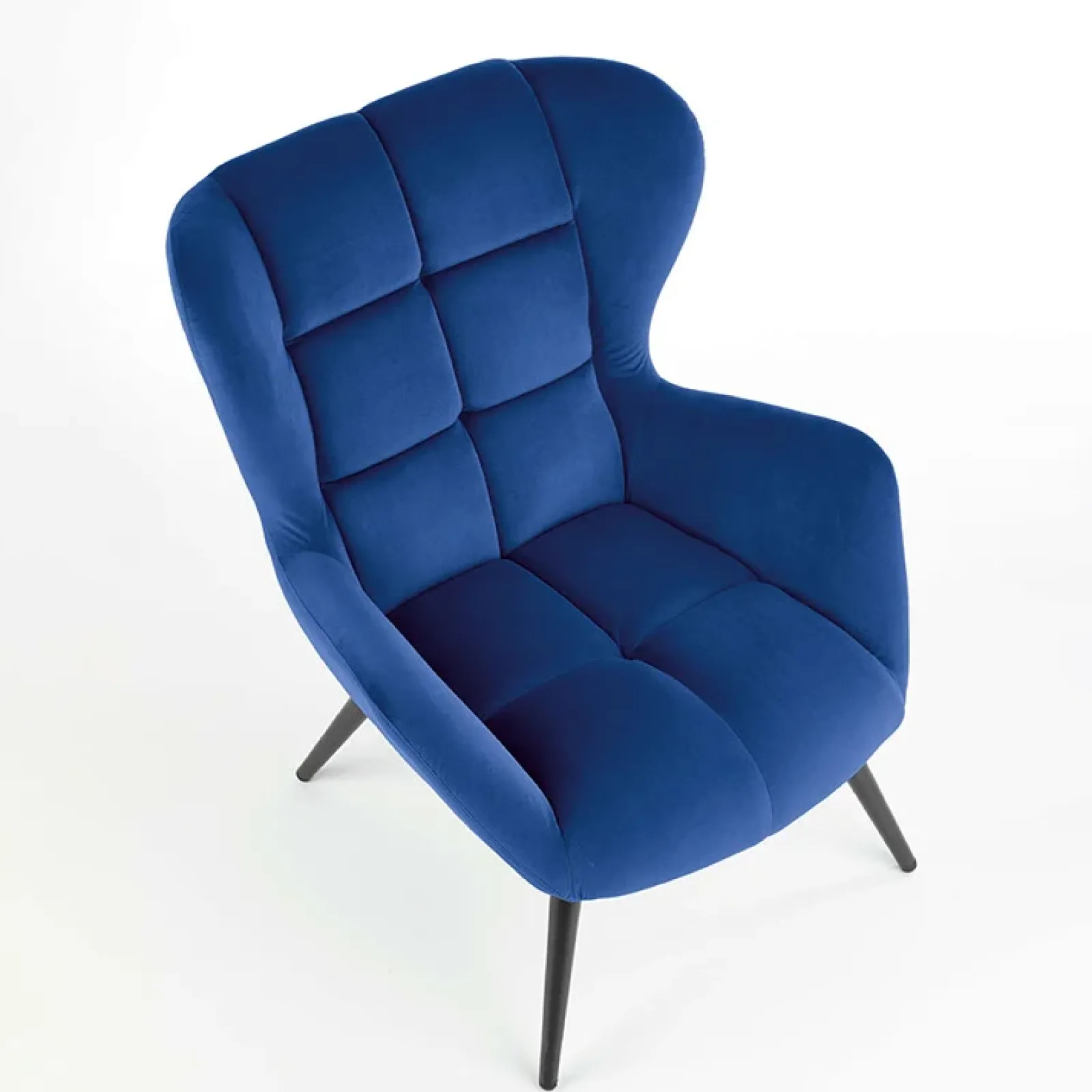 Garnero Arredamenti Poltrone Design|Poltrone Relax-Poltrona imbottita in tessuto velluto nero Polly Blu