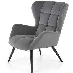 Garnero Arredamenti Poltroncine Imbottite-Poltrona imbottita in tessuto velluto nero Polly Grigio