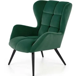 Garnero Arredamenti Poltroncine Imbottite-Poltrona imbottita in tessuto velluto scuro nero Polly Verde