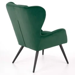 Garnero Arredamenti Poltroncine Imbottite-Poltrona imbottita in tessuto velluto scuro nero Polly Verde