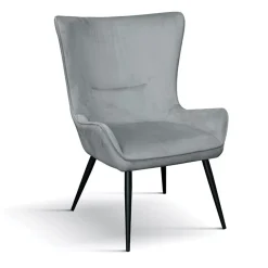 Garnero Arredamenti Poltroncine Imbottite-Poltrona imbottita in velluto grigio metallo Jared