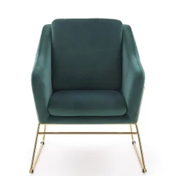 Garnero Arredamenti Poltrone Design|Poltroncine Imbottite-Poltrona imbottita in velluto gambe in oro Erminia 3 Verde