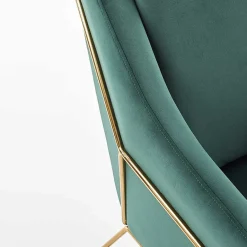 Garnero Arredamenti Poltrone Design|Poltroncine Imbottite-Poltrona imbottita in velluto gambe in oro Erminia 3 Verde