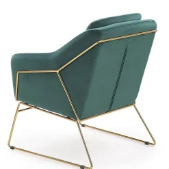 Garnero Arredamenti Poltrone Design|Poltroncine Imbottite-Poltrona imbottita in velluto gambe in oro Erminia 3 Verde