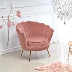 Garnero Arredamenti Poltrone Design|Poltrone Sala D'attesa-Poltrona imbottita moderna in velluto antico oro Gabriella Rosa