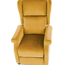 Garnero Arredamenti Poltrone Relax|Poltroncine Imbottite-Poltrona reclinabile imbottita in velluto giallo Cassiopea Senape