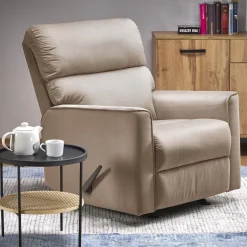 Garnero Arredamenti Poltrone Relax|Poltroncine Imbottite-Poltrona reclinabile imbottita in tessuto Benuat Beige