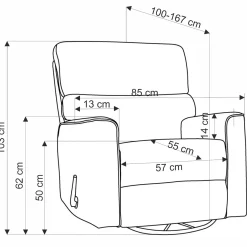Garnero Arredamenti Poltrone Relax|Poltroncine Imbottite-Poltrona reclinabile imbottita in tessuto Benuat Beige