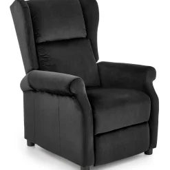 Garnero Arredamenti Poltrone Relax|Poltroncine Imbottite-Poltrona reclinabile imbottita in velluto Cassiopea Nero