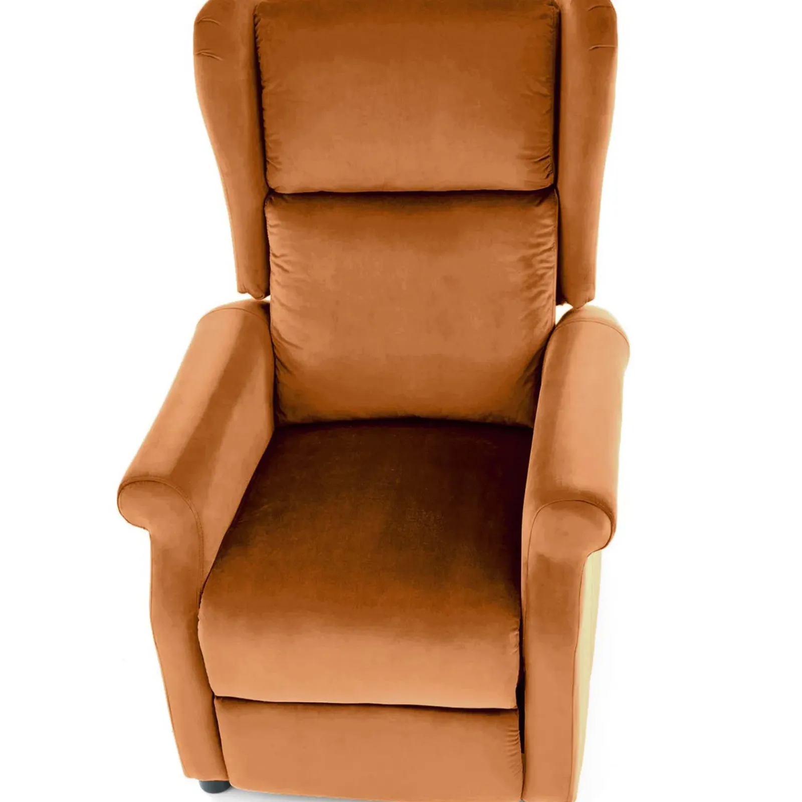 Garnero Arredamenti Poltrone Relax-Poltrona reclinabile imbottita in velluto terracotta Cassiopea Arancio