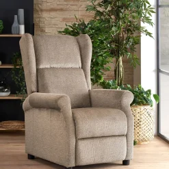 Garnero Arredamenti Poltrone Relax|Poltroncine Imbottite-Poltrona reclinabile imbottita in tessuto Cassiopea Beige