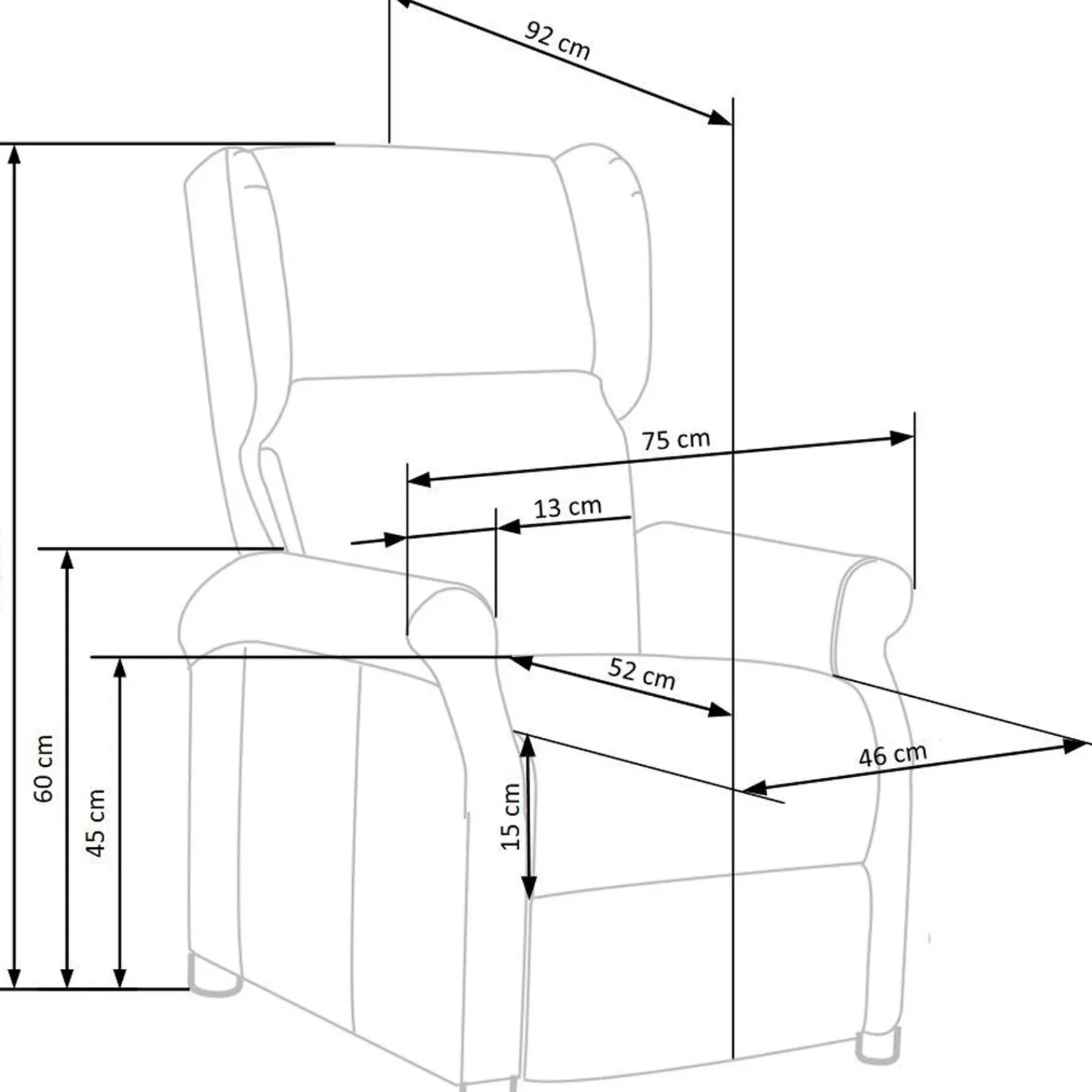 Garnero Arredamenti Poltrone Relax|Poltroncine Imbottite-Poltrona reclinabile imbottita in tessuto Cassiopea Beige