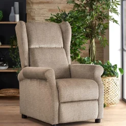 Garnero Arredamenti Poltrone Relax|Poltroncine Imbottite-Poltrona reclinabile massaggiante imbottita in tessuto Elion Beige