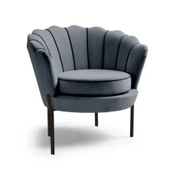 Garnero Arredamenti Poltrone Design|Poltrone Relax-Poltrona relax in velluto design moderno nero Pegasus Grigio