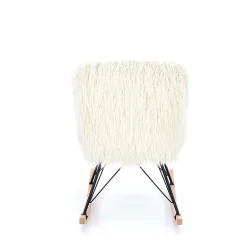 Garnero Arredamenti Poltrone Design|Poltrone Sala D'attesa-Poltrona sedia a dondolo design pelliccia bianco crema struttura legno metallo Winnipeg