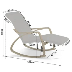 Garnero Arredamenti Poltrone Relax|Poltroncine Imbottite-Poltrona sedia a dondolo imbottita relax tessuto grigio legno Slow