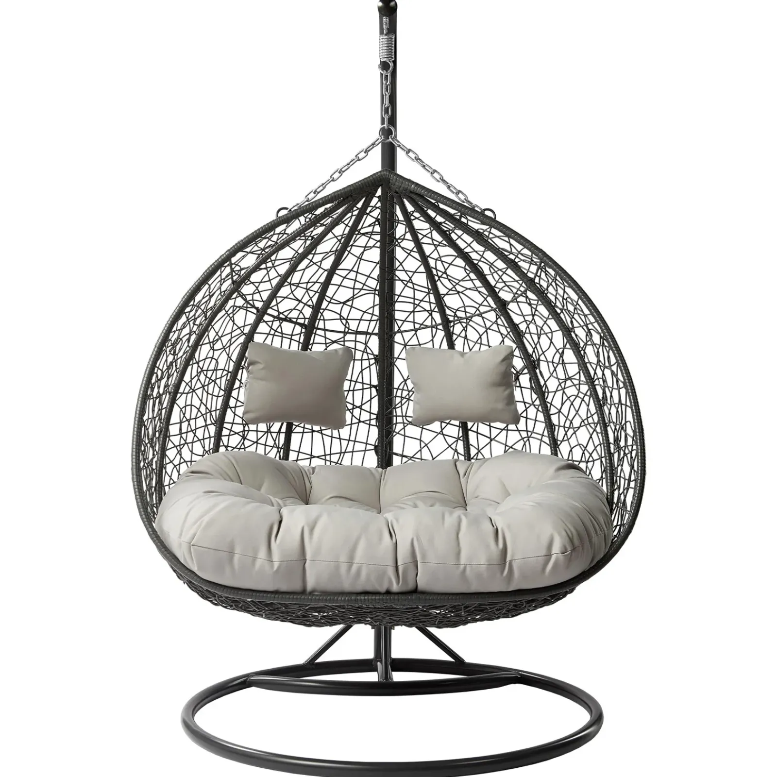 Garnero Arredamenti Dondoli Da Giardino|Poltrone Da Giardino-Poltrona sospesa 2 posti da giardino 120x200h cm grigio con cuscini Ibisco Grigio scuro - Grigio chiaro