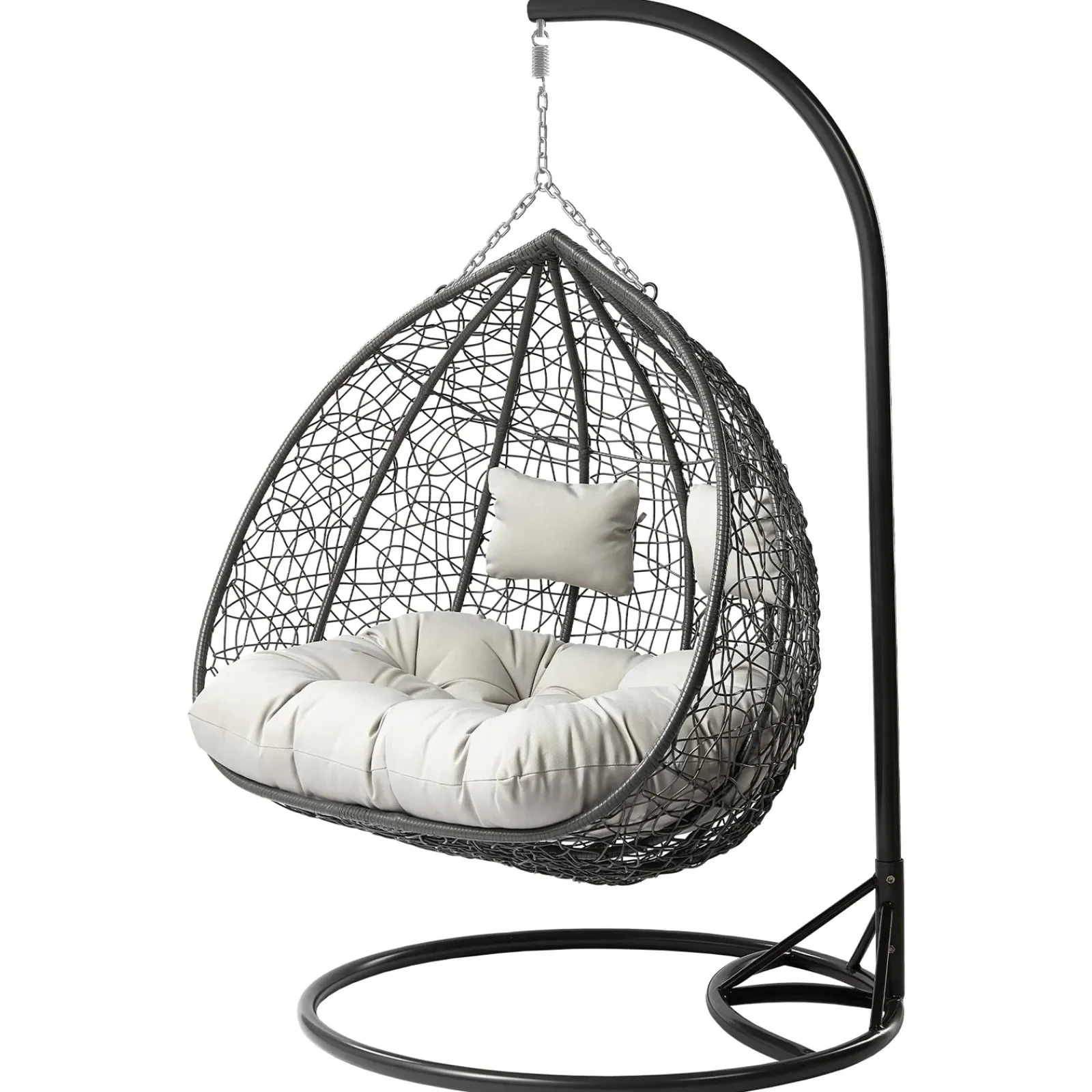 Garnero Arredamenti Dondoli Da Giardino|Poltrone Da Giardino-Poltrona sospesa 2 posti da giardino 120x200h cm grigio con cuscini Ibisco Grigio scuro - Grigio chiaro