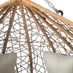 Garnero Arredamenti Poltrone Da Giardino-Poltrona sospesa 2 posti da giardino 120x200h cm marrone con cuscino beige Ibisco Rovere - Beige