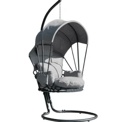 Garnero Arredamenti Dondoli Da Giardino|Poltrone Da Giardino-Poltrona sospesa a dondolo da giardino 136x196h cm grigio Flora