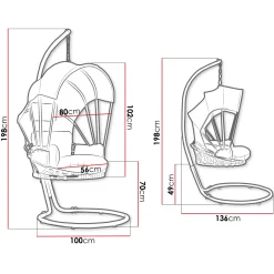 Garnero Arredamenti Dondoli Da Giardino|Poltrone Da Giardino-Poltrona sospesa a dondolo da giardino 136x196h cm grigio Flora