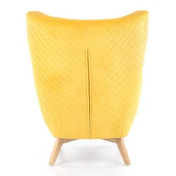 Garnero Arredamenti Poltrone Design|Poltroncine Imbottite-Poltroncina imbottita in velluto giallo legno naturale Seven