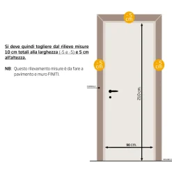 Garnero Arredamenti Porte-Porta battente reversibile per interni 90x210h cm bianca Niagara Bianco Opaco
