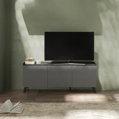 Garnero Arredamenti Mobile Tv Basso|Mobili Tv Moderni-Porta TV 181x72h cm 3 ante grigio scuro antracite Jonson Ossido - Grigio