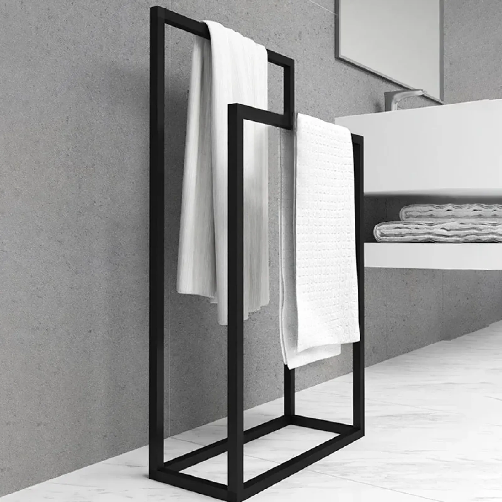 Garnero Arredamenti Accessori Bagno-Portasciugamani da bagno 50x89cm metallo nero Yapen