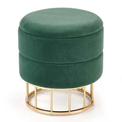 Garnero Arredamenti Pouf-Pouf contenitore design da salotto rotondo in velluto verde Neril