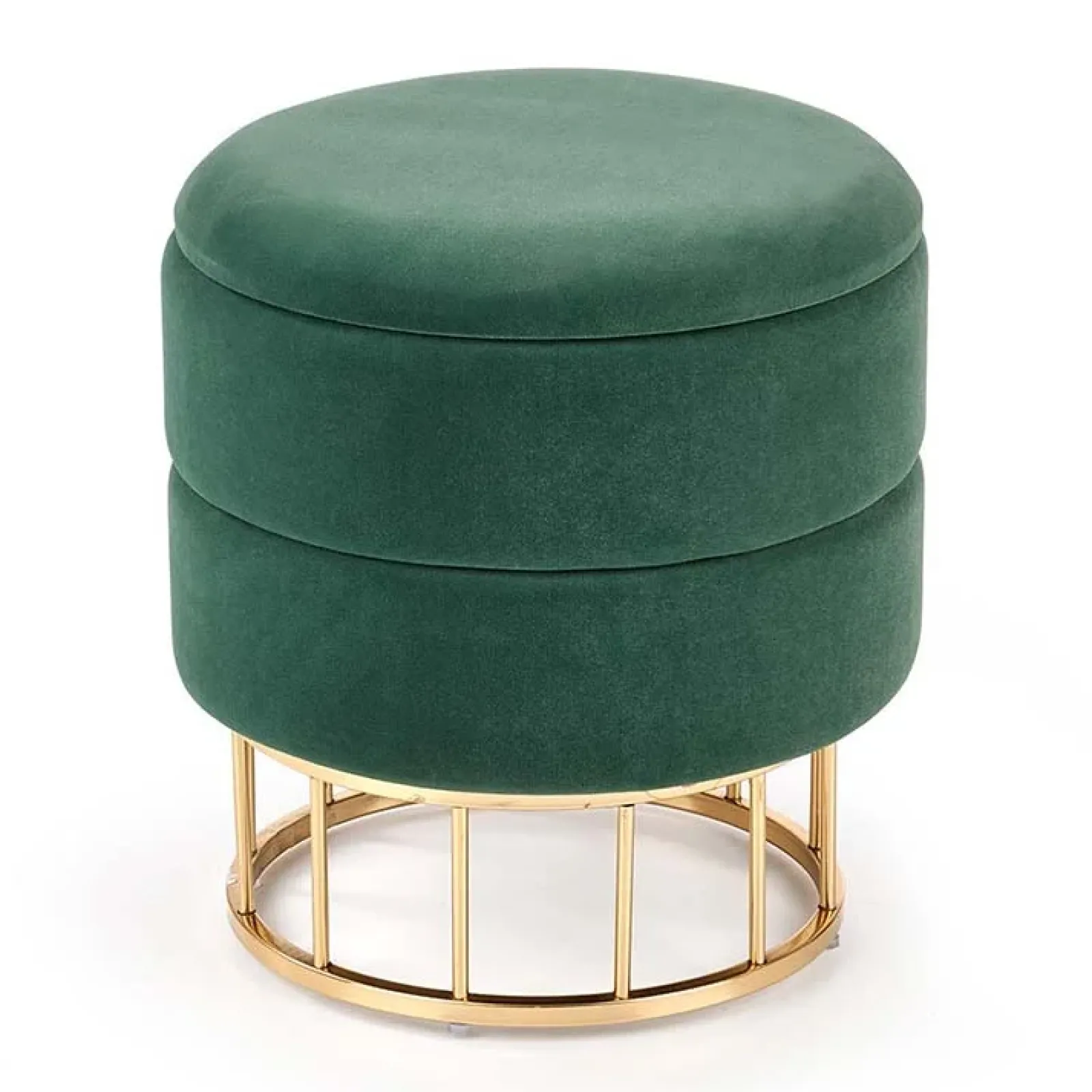 Garnero Arredamenti Pouf-Pouf contenitore design da salotto rotondo in velluto verde Neril