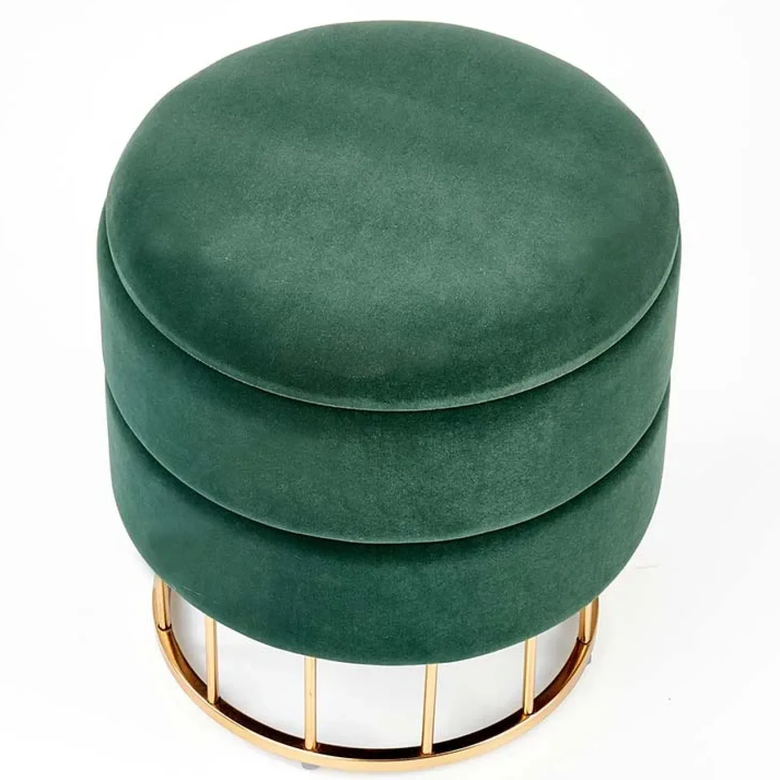 Garnero Arredamenti Pouf-Pouf contenitore design da salotto rotondo in velluto verde Neril