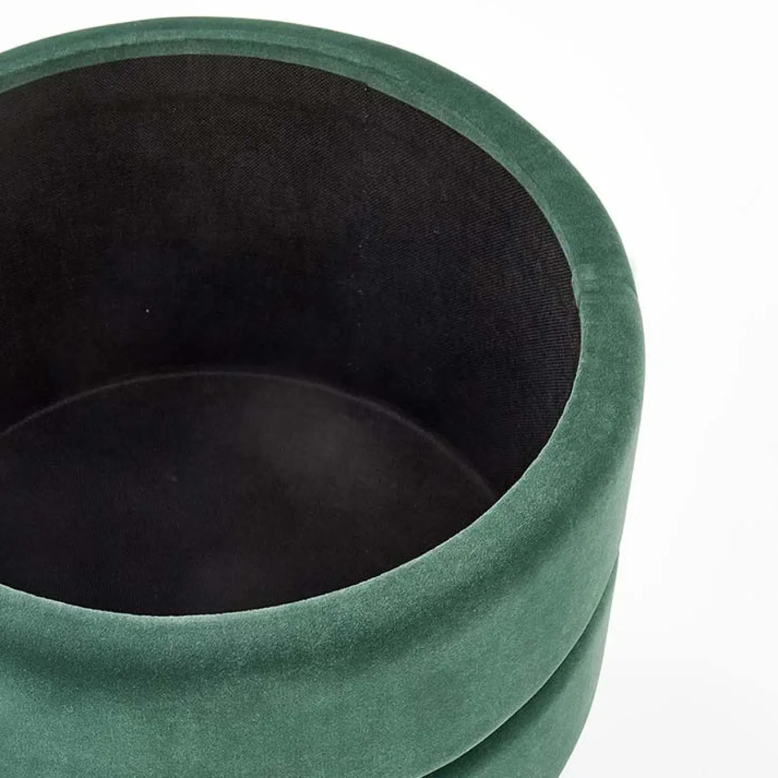 Garnero Arredamenti Pouf-Pouf contenitore design da salotto rotondo in velluto verde Neril
