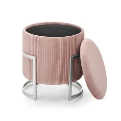 Garnero Arredamenti Pouf-Pouf da salotto contenitore in velluto Franklin Rosa